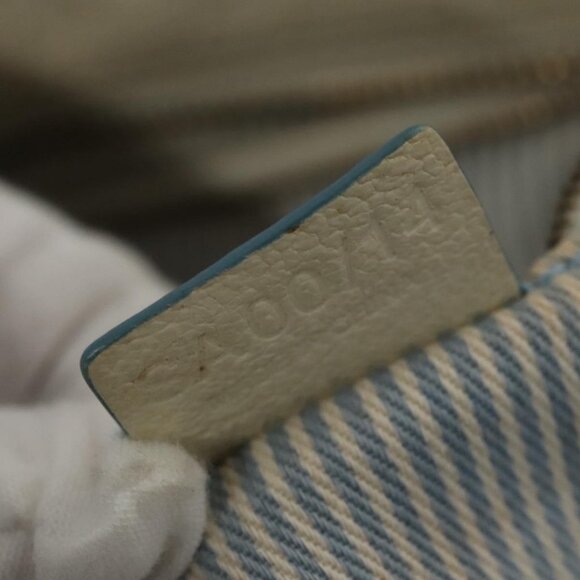 CELINE C Macadam Canvas Tote Bag Light Blue White gold Auth ar13244 - Picture 11 of 15